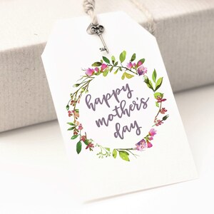 Floral Mother's Day Gift Tags | Printable Green Wreath (Digital Download)