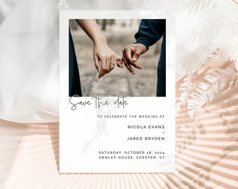 Photo Save the Date | Save the Date Template | Minimalist Save the Date | Modern Photo Card | Editable | Photo Template | Instant Download