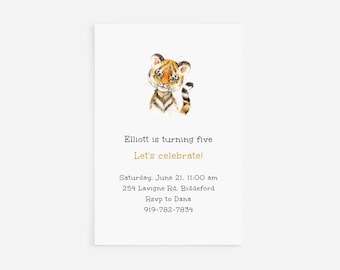 Tiger Birthday Invitation | Editable Template | Digital Download Corjl | Birthday Party Invite | 4x6 | Wild Animals Little Tiger | Printable