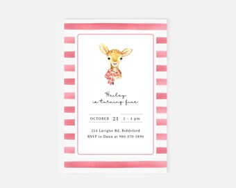 Deer Birthday Invitation | Invitation Template | Woodland Animal Invite | Little Cute Deer | Printable Party Invite | Digital download | 4x6