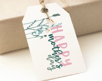 Happy Mother's Day Card | Printable Gift Tags | Instant Digital Download | Flower Greeting Card | Floral Favor Tag | For Mom | Gift Labels