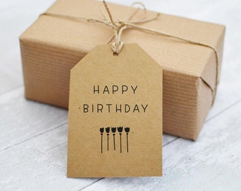 Birthday Gift Tags | Happy Birthday Tags | Minimalist Tags | Simple Birthday Gift Card | Black and White | Printable Tags | Instant Download