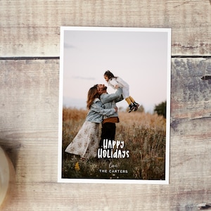 Holiday Photo Card | Minimalist Photo Card | Christmas Card Template | Modern Style 2023 | Picture Holiday Cards | Editable Template | Corjl