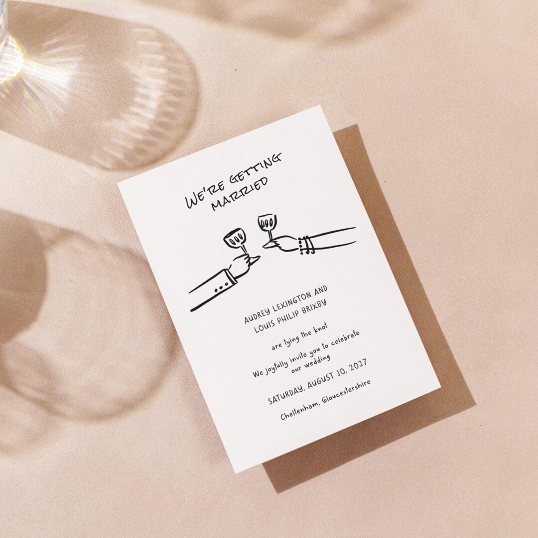 Hand Drawn Wedding Invitation, Editable Templates, Whimsical ...