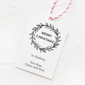 Christmas Gift Tags, Printable Holiday Tags, Editable Template, Personalized Present Tags, Merry Christmas Tag, Instant Download, Minimalist