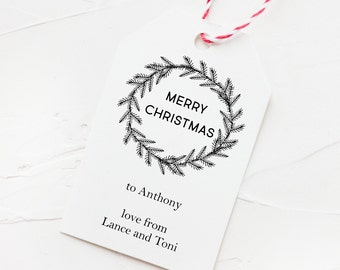 Christmas Gift Tags, Printable Holiday Tags, Editable Template, Personalized Present Tags, Merry Christmas Tag, Instant Download, Minimalist