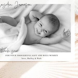 Newborn Thank You Card Template, Printable Birth Announcement, Photo ...