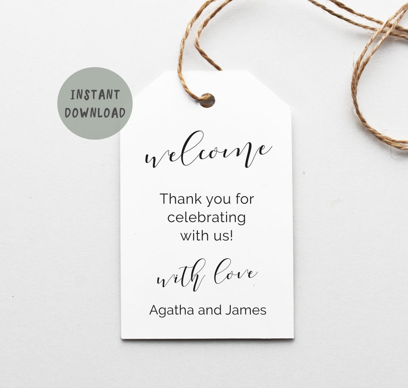 Welcome Tags Printable Gift Tags Wedding Favor Tags Party Favors Gift Tags Wedding Instant Download Minimalist Wedding Tag PDF image 5