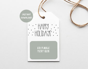 Christmas Foliage Frame Tag, Watercolor Gift Tag, Holiday Gift Label  Template, Personalized Christmas Tags, Instant Download Edit Corjl 489