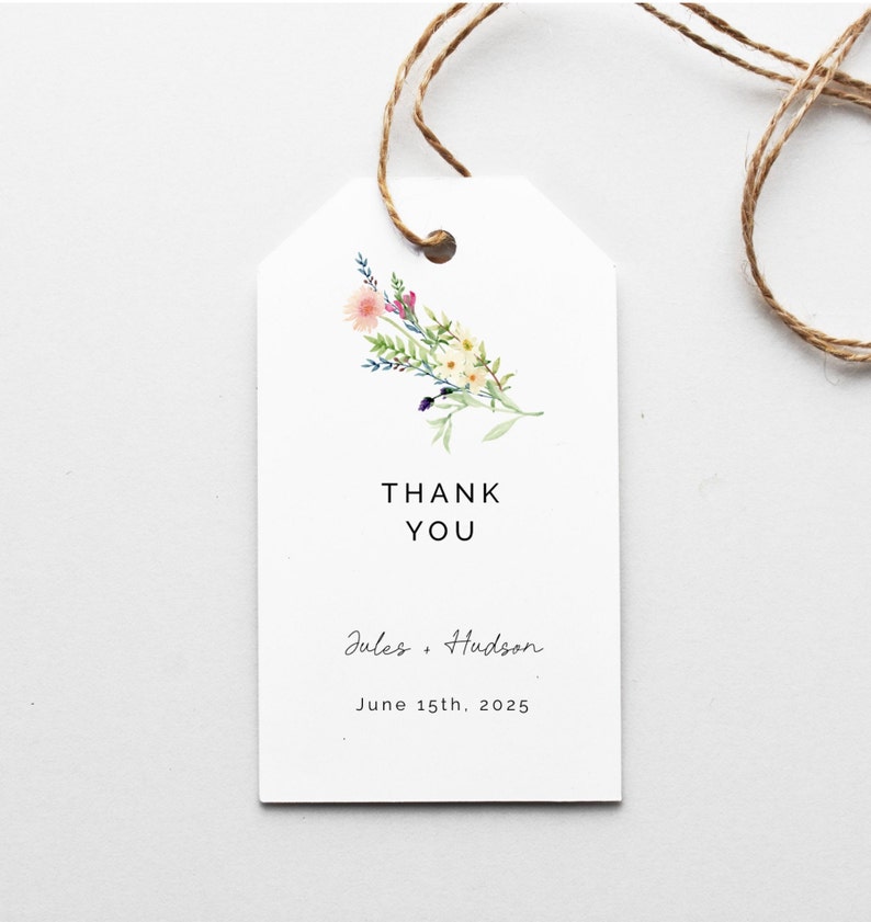 Favor Tags Wedding Thank You Tags Wildflower Wedding Thank You Tag Instant Download Printable Party Favors Editable Template 017 image 2