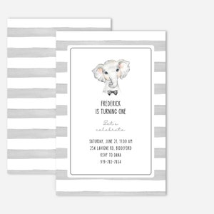 Elephant Birthday Invitation Template Editable Digital - Etsy