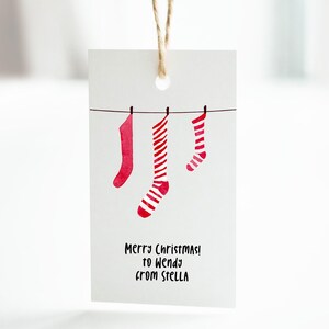 Christmas Gift Tags, Red and White Gift Tag, Editable Stockings Tag, Personalized Holiday Tag, Minimal Present Tag, Printable Christmas Tag