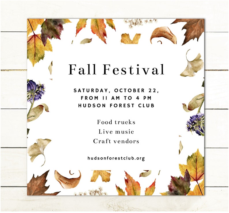 Fall Festival Invitation, Harvest Festival Party, Editable Template. Autumn Birthday Invitation, Printable Invite Corjl, Digital Download image 3