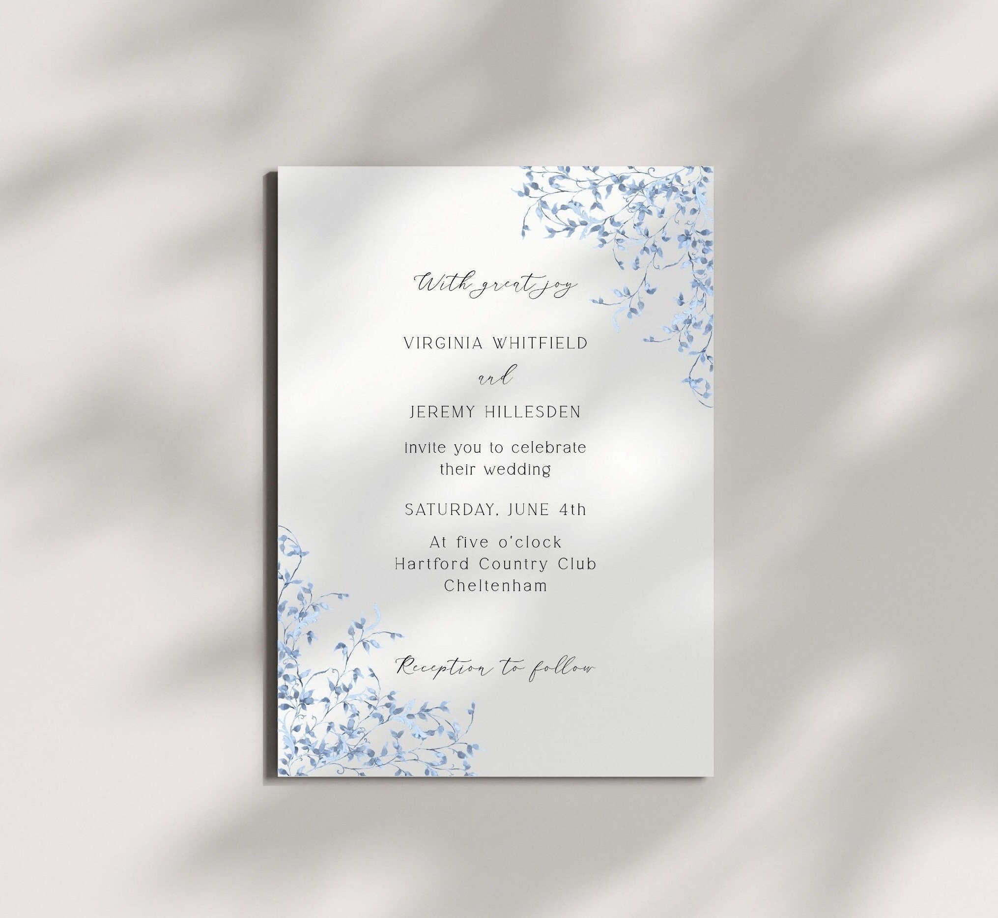 Blue Wedding Invitation Templates Editable Template - Etsy