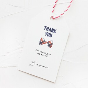 Bowtie Favor Tag, Birthday Party Favors, Blue Baby Shower Favor Tags, Thank You Tags, Blue and Red, Simple Name Tag, Corjl Editable Template