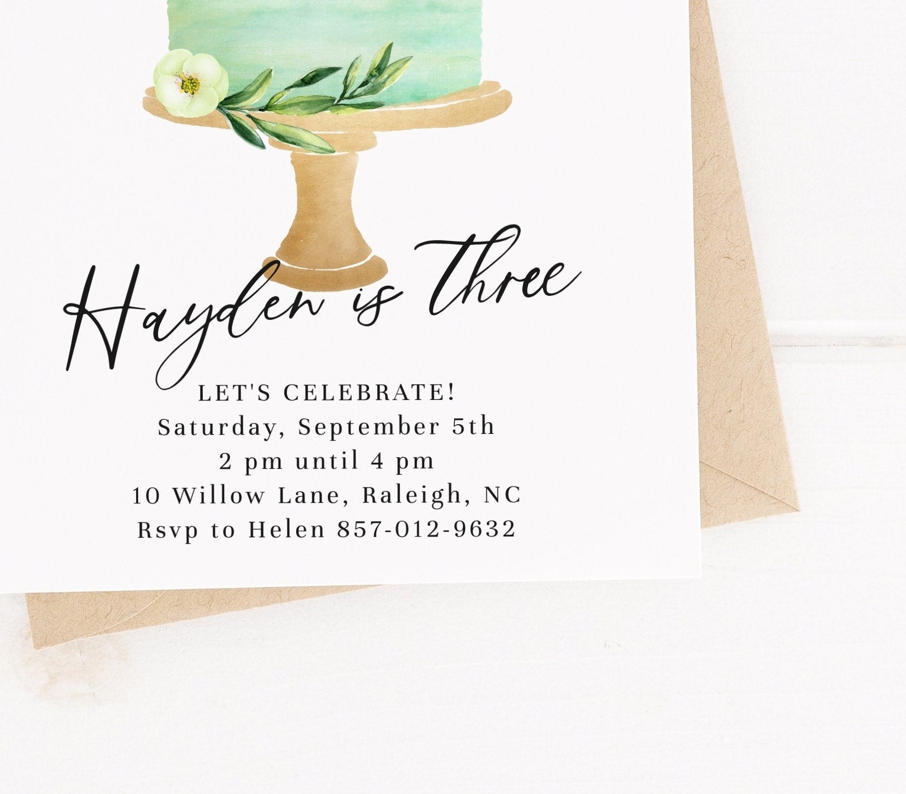 3rd Birthday Invitation Editable Template Birthday Cake | Etsy