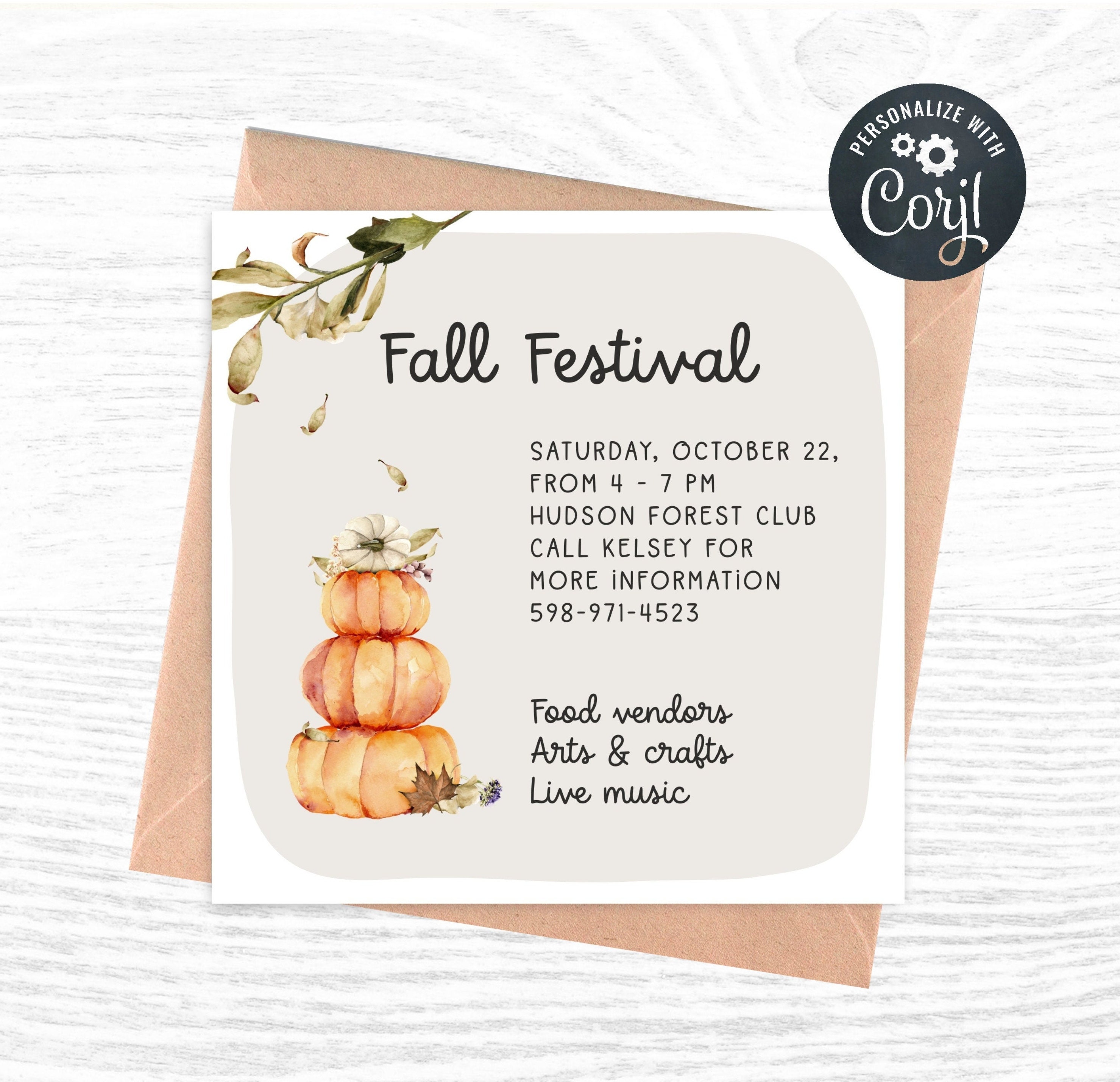 Fall Festival Invitation, Autumn Birthday Invitation Printable ...
