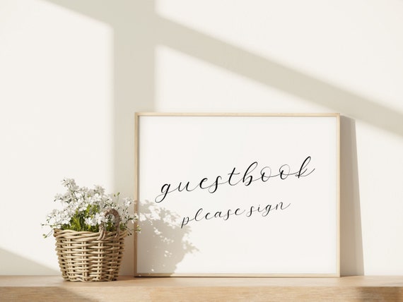 Printable Guestbook Sign | Instant Download | Minimalist Wedding Sign | Wedding Reception Sign | Non-editable | 10 x 8 in | Black and White Il_570xn