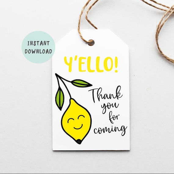 lemon thank you tag birthdays thank you for coming gift tags etsy