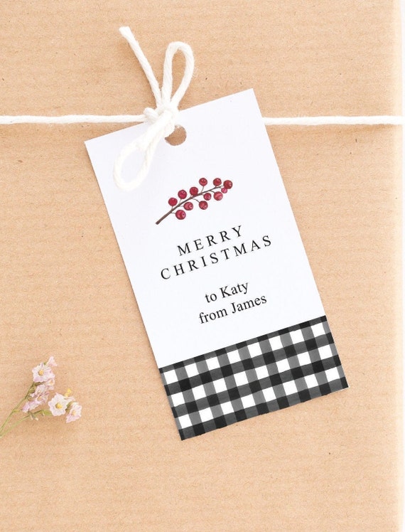Buffalo check tags, Christmas tags, Printable gift tags, Digital ...