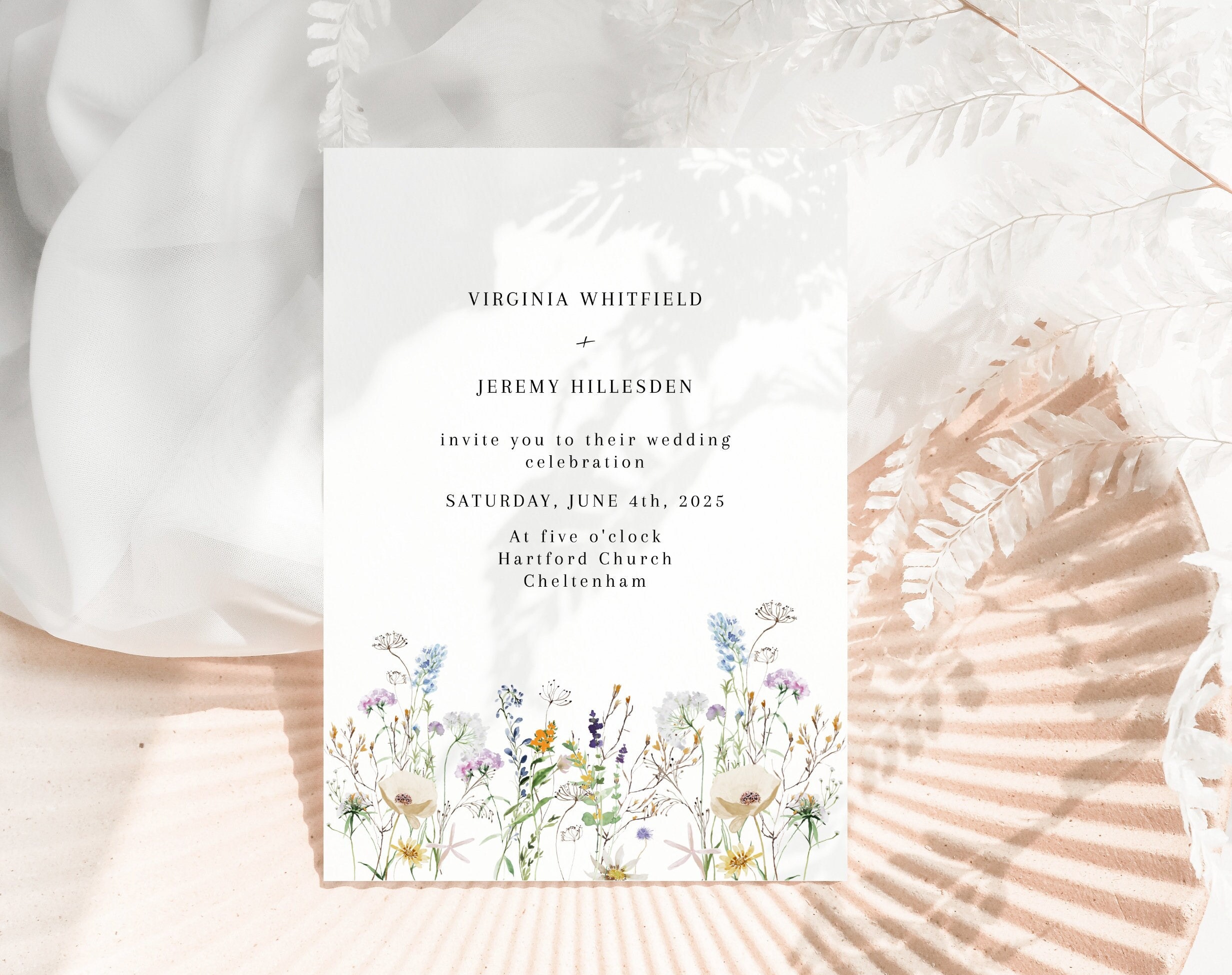 Wildflower Wedding Invitation Invitation Template Set of 3 