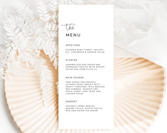 Wedding Menu Template | Minimalist Wedding Menu | Editable Template Corjl | Modern Wedding Menu | Printable Wedding Menu | Instant Download