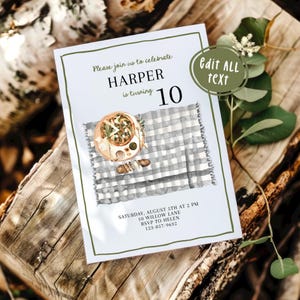Buffalo Plaid Pizza Party Invitation: Editable Birthday Template (Digital Download) imagen 2