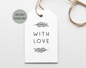 With Love Tags, Gift Tags With Love, Thank You Tags, Printable Favor Tags Instant Download Hotel Welcome Bag Tag