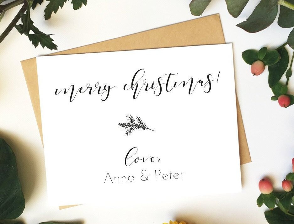 Christmas Card Template Merry Christmas Personalized Greeting Etsy