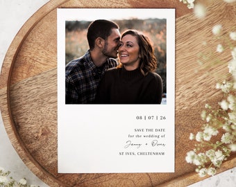 Save the Date Photo Card, Photo Save the Date Template, Minimalist Modern Save the Date, Editable Invitation Corjl, Photo Template, Digital