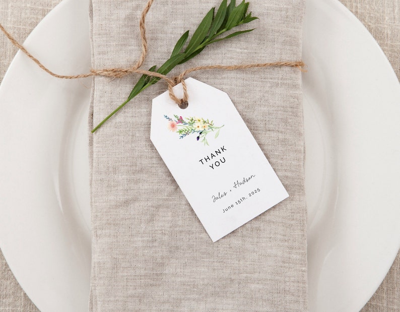 Favor Tags Wedding Thank You Tags Wildflower Wedding Thank You Tag Instant Download Printable Party Favors Editable Template 017 image 3