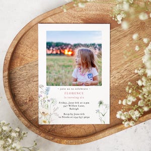 Wildflower Birthday Invitation | Photo Invitation | Editable Template |  Photo Template | Flower Invitation | Floral Birthday Party Invite