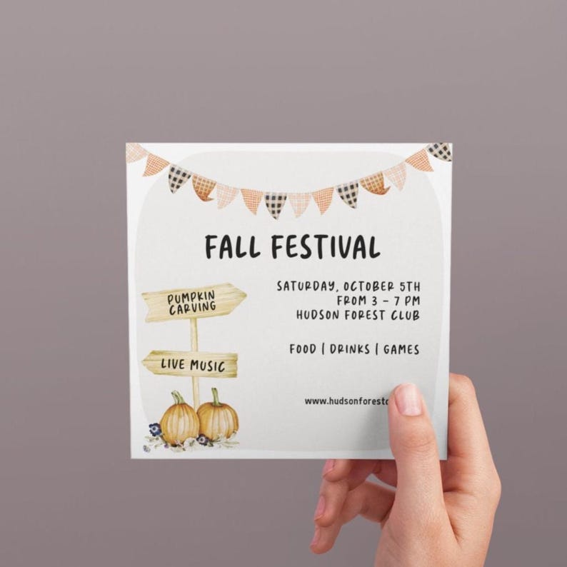 Fall Festival Invitation, Autumn Birthday Party, Editable Template, Harvest Festival Flyer, Printable Pumpkin Patch Invite, Digital Download image 6