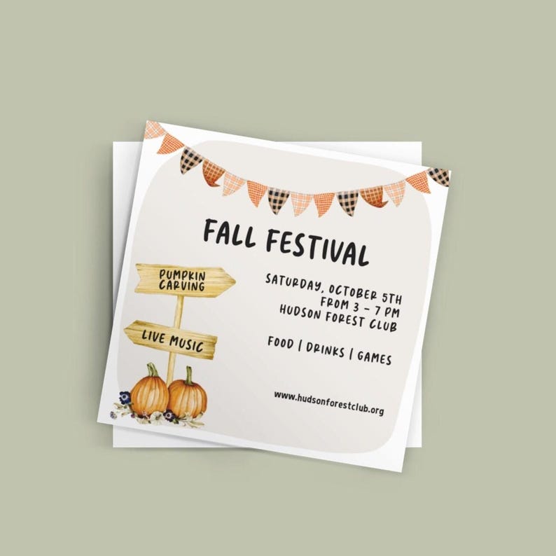 Fall Festival Invitation, Autumn Birthday Party, Editable Template, Harvest Festival Flyer, Printable Pumpkin Patch Invite, Digital Download image 4