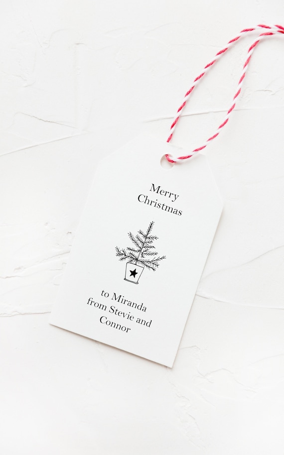 Personalized Printable Christmas Gift Tags, Simple Black and White Holiday  Gift Tags, Editable Christmas Gift Tags