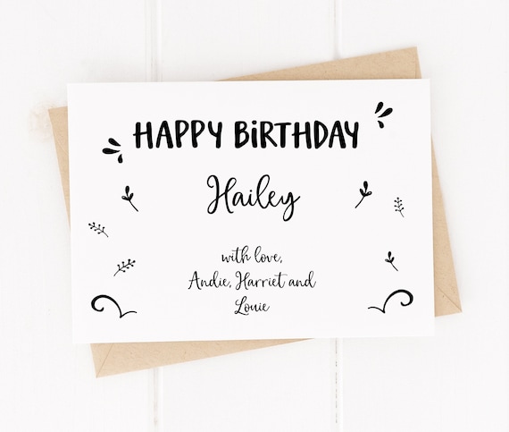 personalized birthday card modern happy birthday printable etsy