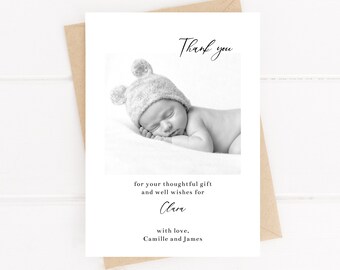 Newborn Thank You Card Template Printable Birth Announcement | Etsy