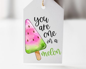 Printable Gift Tag | Melon Tags | Summer Party Favor Tags | End of School Year Tag | Goodie Bag Tag | Birthday Party Favor | Pink Ice Cream