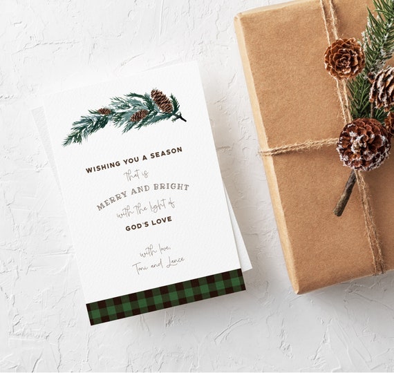 Buffalo check Christmas card template Printable Holiday card template Buffalo check Christmas card template Printable Holiday card template