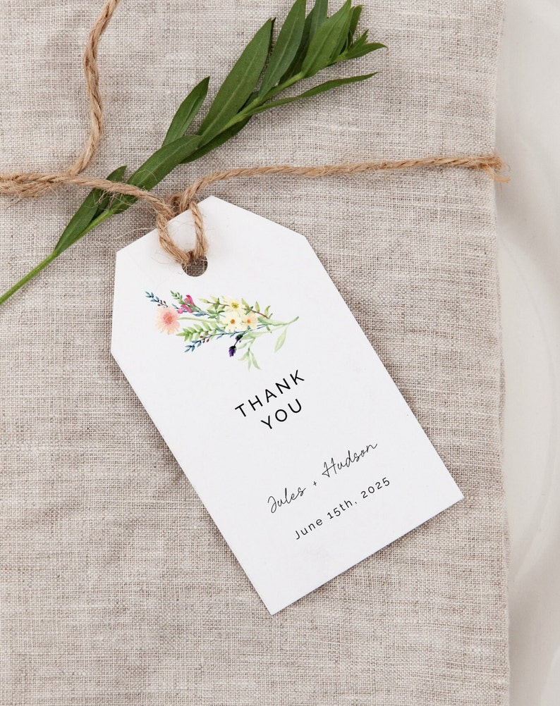 Favor Tags Wedding Thank You Tags Wildflower Wedding Thank You Tag Instant Download Printable Party Favors Editable Template 017 image 1