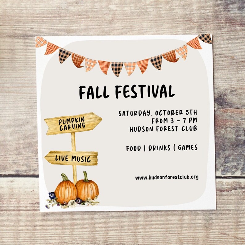 Fall Festival Invitation, Autumn Birthday Party, Editable Template, Harvest Festival Flyer, Printable Pumpkin Patch Invite, Digital Download image 2