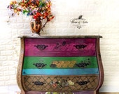 Boho bombe chest dresser Anthropologie -like roses textured