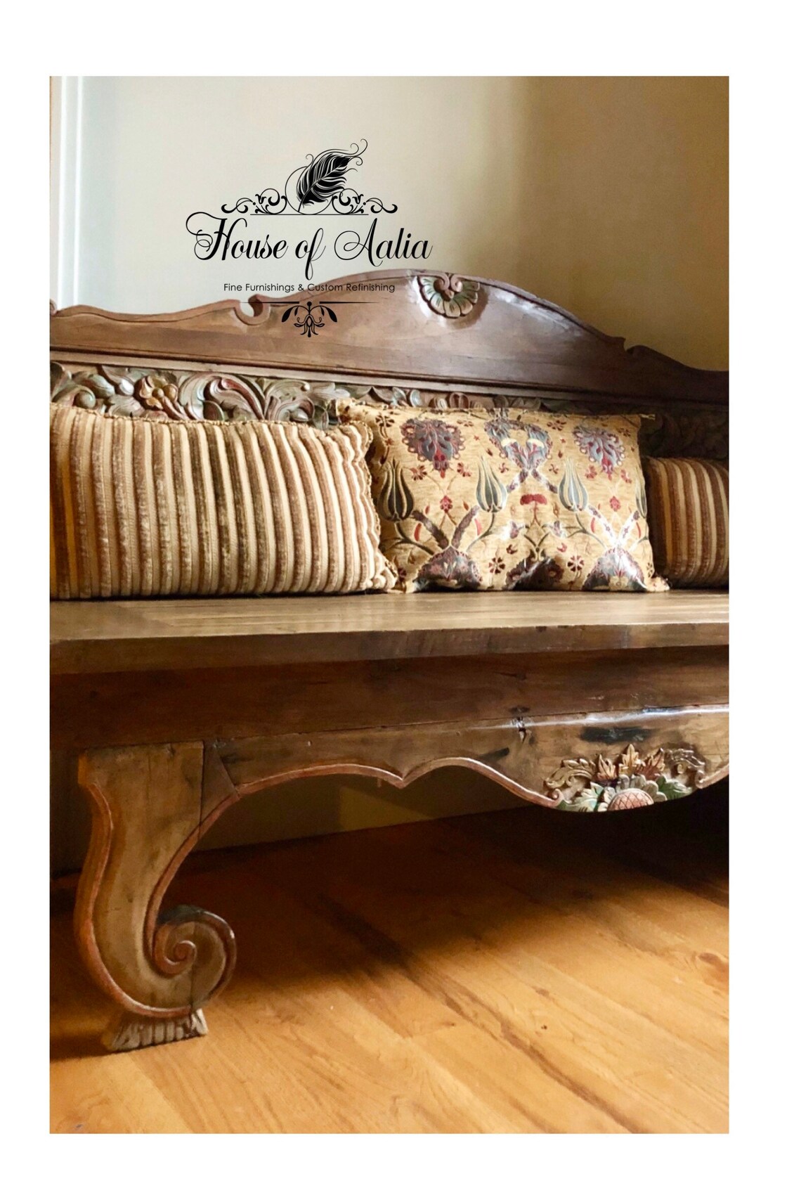 Hand Carved Teak Bench. Ornate Entryway Pew. Wood Loveseat Etsy