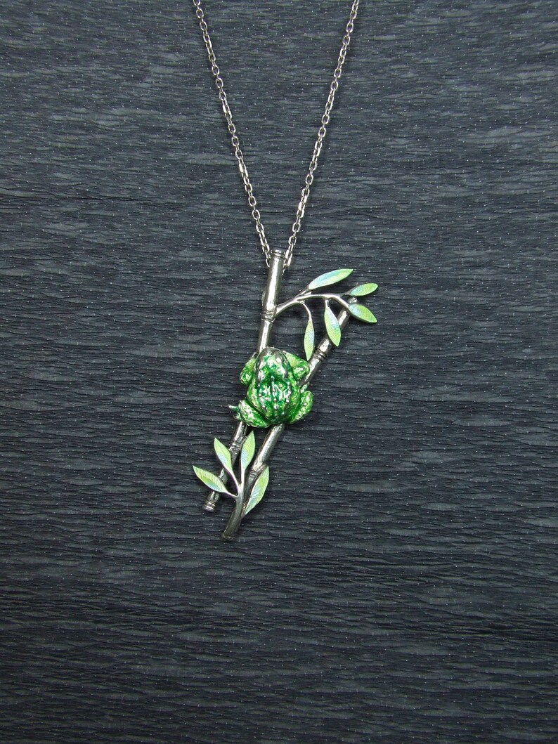 Frog Charm Vintage Frog Charm 925 Silver Nature STERLING silver FROG BAMBOOK Fine jewelry Stylish pendant Animal Charm Frog Pendant