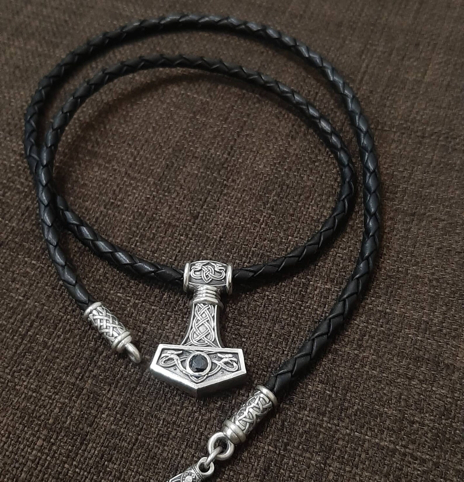 Thor's hammer big complete with NATURAL leather Etsy