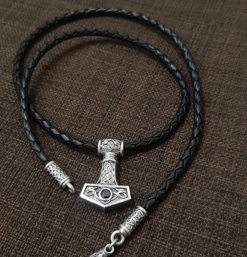 Thor's hammer big complete with NATURAL leather Etsy