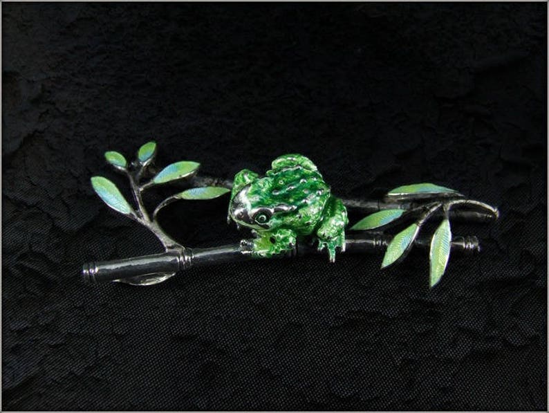 Frog Charm Vintage Frog Charm 925 Silver Nature STERLING silver FROG BAMBOOK Fine jewelry Stylish pendant Animal Charm Frog Pendant