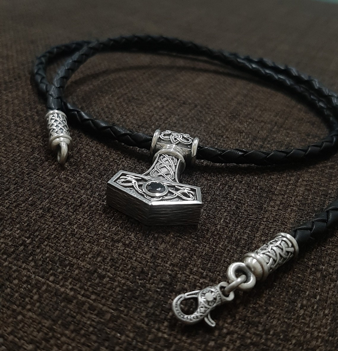 Thor's hammer big complete with NATURAL leather Etsy