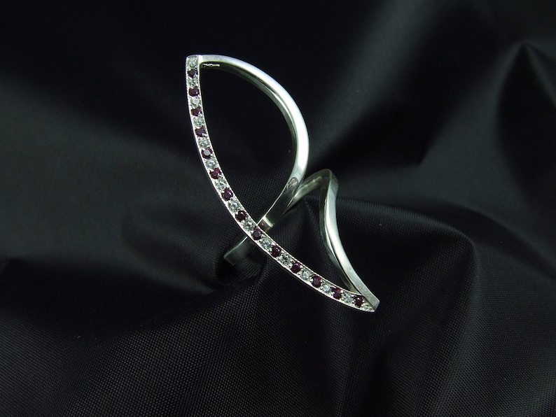 Unique geometric ring Designer Sterling Silver Ring RINGS ORIGINAL FORM Ring with stones Handmade rings Silver ring with zircons
