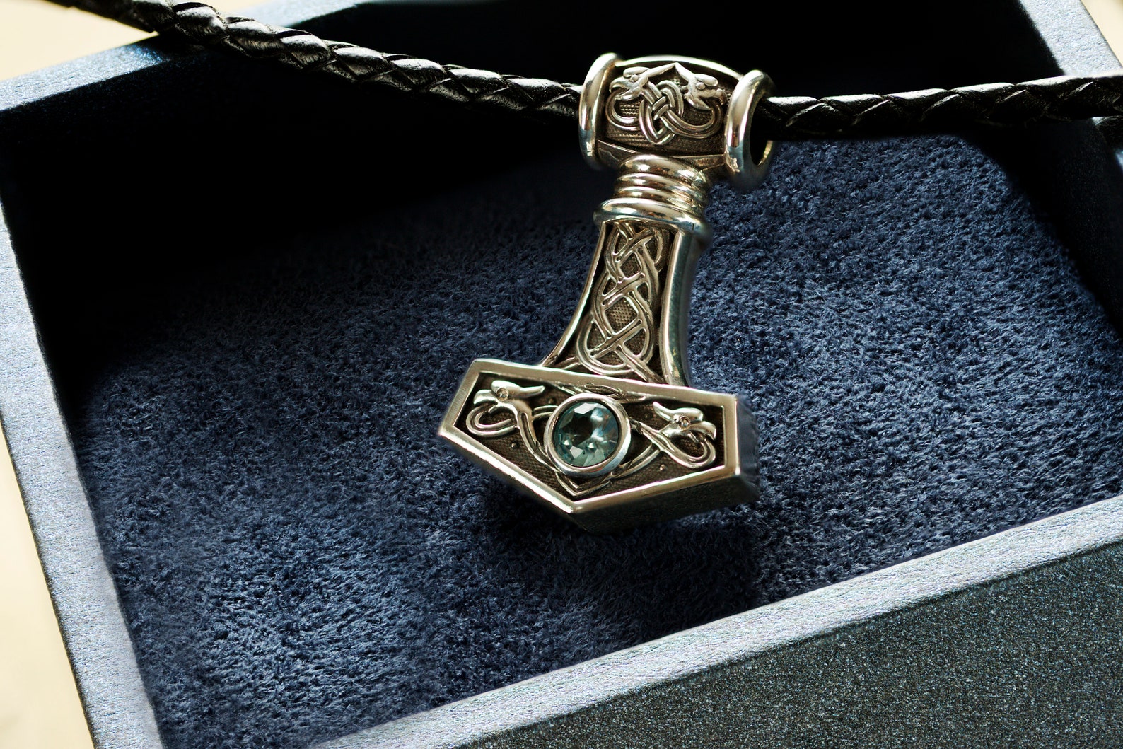 Thor's hammer big complete with NATURAL leather Etsy